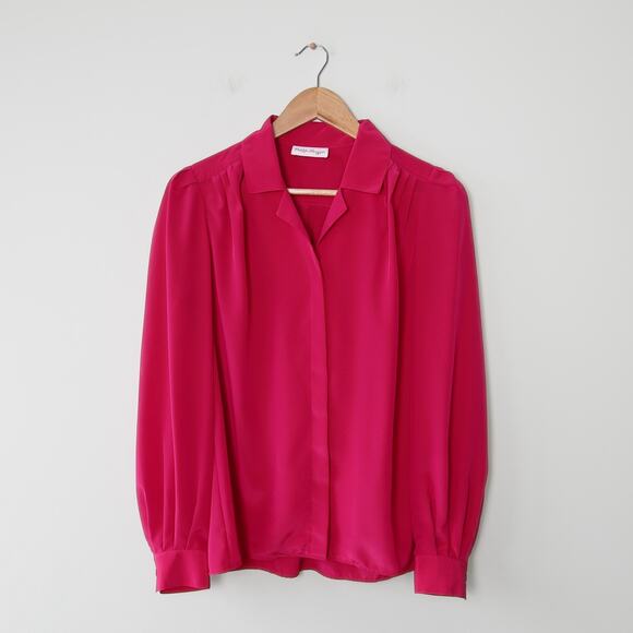 Bright Pink Barbiecore Blouse Philippe Marques Size 4 - Picture 2 of 6